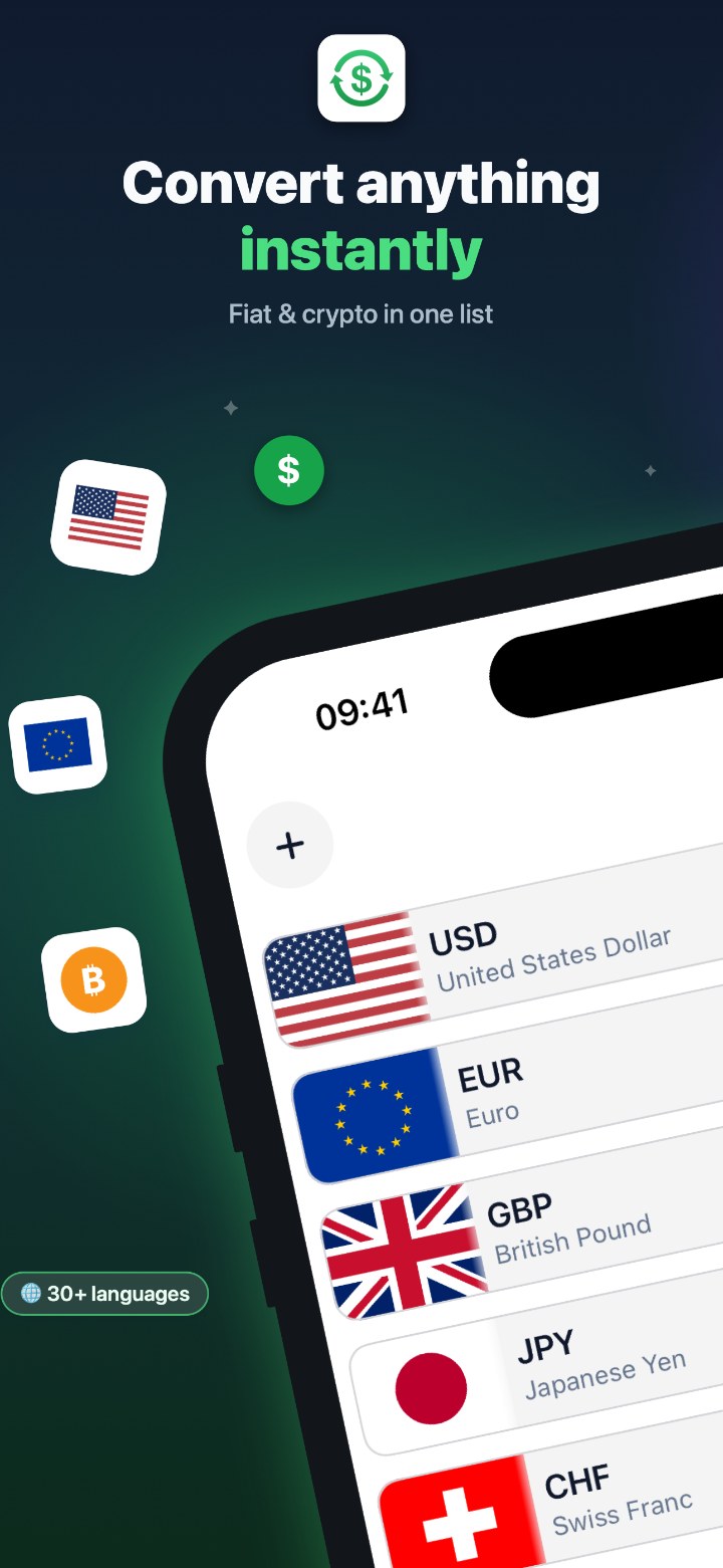 Fiat and crypto together in one converter list